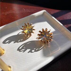 Sarah Coventry Mystic Blue Gold Tone Clip-On Earrings